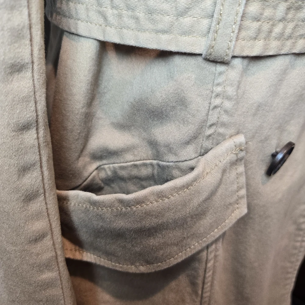 I Love H81 Junior's Y2k Beige Tan Button Up Trench Coat With Belt Medium